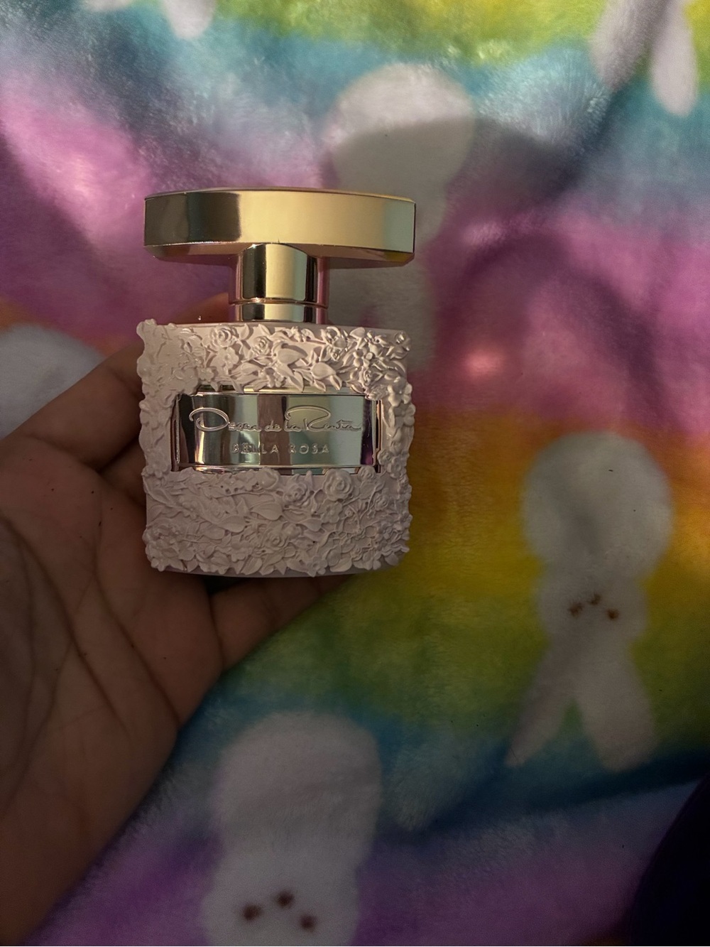 Viktor & Rolf Pink and Gold Floral Textured Perfume Bottle
